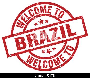 Bienvenue au Brésil timbre rouge Illustration de Vecteur