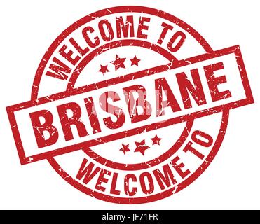 Bienvenue à Brisbane timbre rouge Illustration de Vecteur