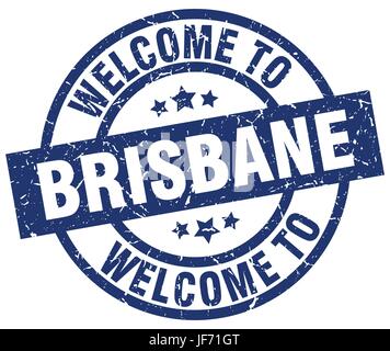 Bienvenue à Brisbane blue stamp Illustration de Vecteur