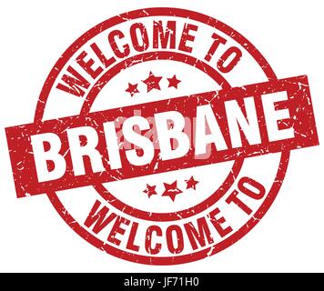 Bienvenue à Brisbane timbre rouge Illustration de Vecteur