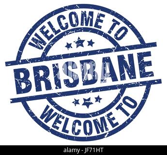 Bienvenue à Brisbane blue stamp Illustration de Vecteur