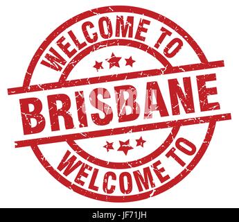 Bienvenue à Brisbane timbre rouge Illustration de Vecteur