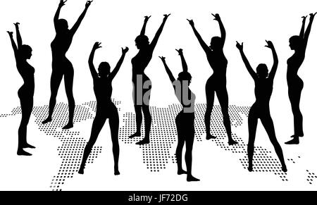 Avec silhouette de femme danse hand gesture Illustration de Vecteur