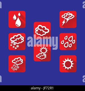 Ensemble d'icônes météo de forme plate Illustration de Vecteur