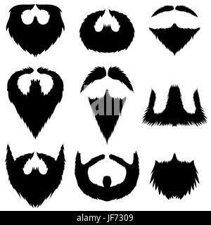 Moustaches et barbes Collection isolé sur fond blanc Illustration de Vecteur