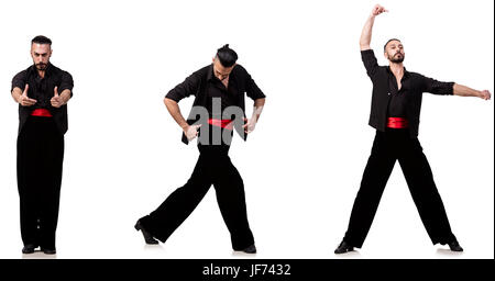 Danseuse espagnole dans diverses poses on white Banque D'Images