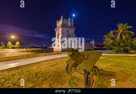 La Tour de Belém et cannon - Lisbonne Portugal Banque D'Images