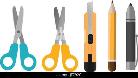 Stationery elements set. Illustration de Vecteur