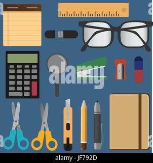 Éléments de papeterie. Illustration de Vecteur