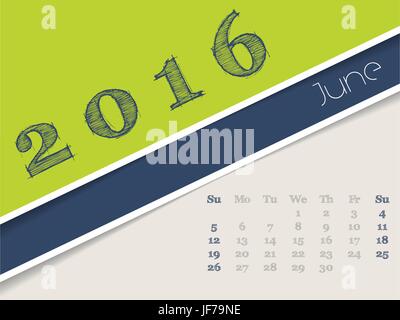 Date, heure, heure, planificateur, juin, mois, mois, l'ordre du jour, ans, l'année, Illustration de Vecteur