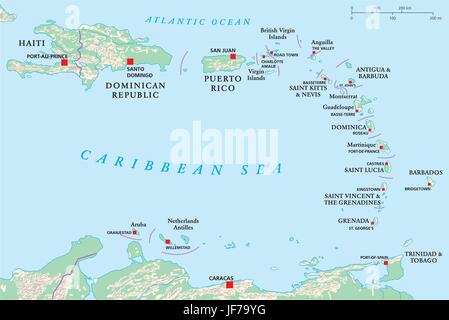 Antilles, République dominicaine, Haïti,, carte, atlas, carte du monde, Illustration de Vecteur