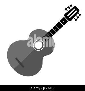 Silhoiette de guitare isolé sur fond blanc Illustration de Vecteur