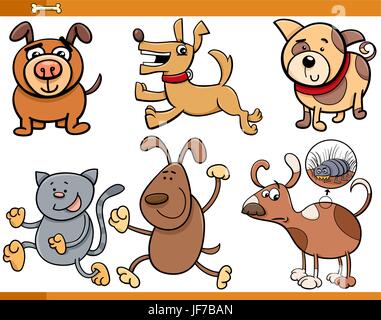 Cartoon caractères chiens set Illustration de Vecteur
