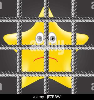 Seule l'étoile jaune est derrière les barreaux Illustration de Vecteur