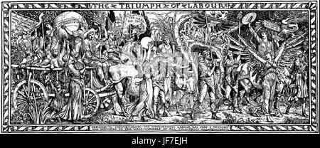 Le triomphe du travail - conçu par Walter Crane pour commémorer la Journée internationale du Travail, Mai 1,1891, a été consacrée à la masse salariale des travailleurs de tous les pays : l'artiste anglais du mouvement Arts and Crafts, 15 août 1845 - 14 mars 1915. Banque D'Images