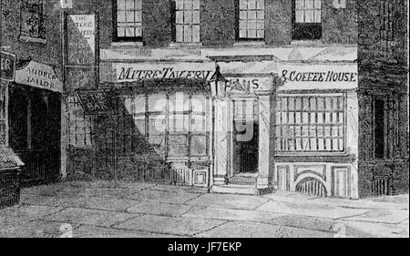 La mitre Tavern - dans Fleet Street. L'un de Samuel Johnson hante préférés. L'essayiste anglais, biographe, lexicographe et critique de la littérature anglaise, 18 septembre 1709 - 13 décembre 1784. Banque D'Images