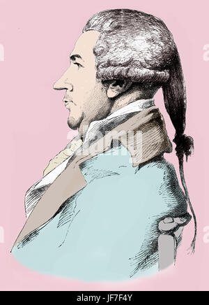 James Boswell - portrait. À partir d'un croquis original par George Dance (1741-1825). Avocat écossais, chroniqueur, et l'auteur. 29 octobre 1740 - 19 mai 1795. Version colorisée. Banque D'Images