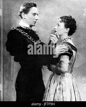 Hameau, avec John Gielgud (que Hamlet) et Jessica Tandy (comme Ophelia), au Nouveau Théâtre (maintenant appelé le , Noel Coward Theatre, Londres 1935). Écrit par William Shakespeare. Banque D'Images