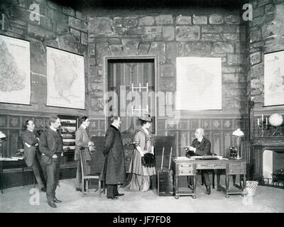 Sherlock Holmes une pièce de William Gillette, adapté par Pierre Decourcelle, initialement basé sur le personnage créé par Sir Arthur Conan Doyle. Acte II. La production par le théâtre Antoine, Paris, 1908. Après la photographie de Larcher. ACD : auteur écossais et le crime writer 22 Mai 1859-7 juillet 1930. Banque D'Images