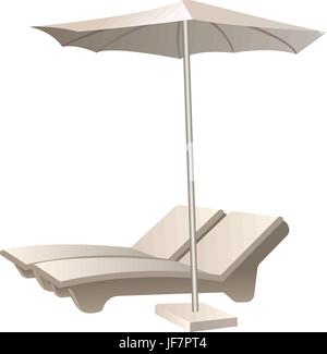 Illustration de deux chaises longues confortables avec parapluie Illustration de Vecteur