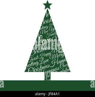 Arbre de Noël composé de phrases et dédicaces Illustration de Vecteur