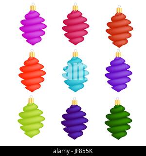 Décorations de Noël en verre coloré Collection glaçons isolé sur fond blanc Illustration de Vecteur