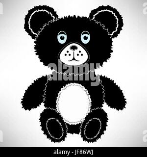 Sombre Silhouette d'ours isolé sur fond blanc. Illustration de Vecteur