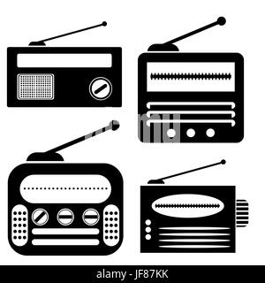 Ensemble d'Icônes Radio isolé sur fond blanc Illustration de Vecteur