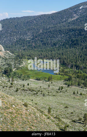 Lee Vining Canyon dans la partie est de la Sierra Nevada. Prises de la Tioga pass. Lee Vining creek est l'inondation de ses rives avec la fonte des neiges du printemps 2017 Banque D'Images