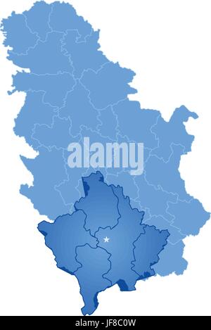 La carte de la Serbie, de la province autonome du Kosovo-Metohija Illustration de Vecteur