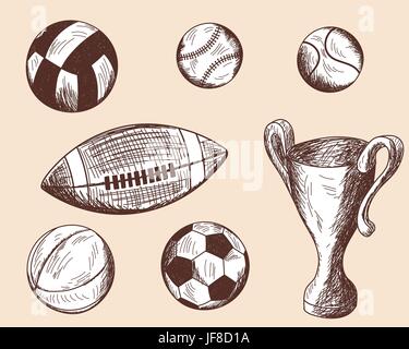 Jeu de boules de croquis différents Illustration de Vecteur