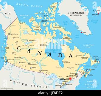 Carte politique du Canada Illustration de Vecteur