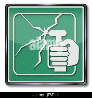 Signer avec ce marteau fracassé la vitre ici Illustration de Vecteur