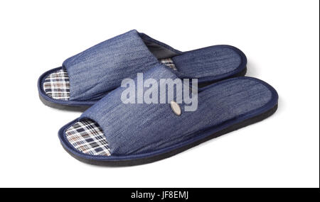 Chaussons Denim isolated on white Banque D'Images