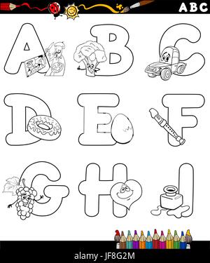 Cartoon alphabet pour Coloring Book Illustration de Vecteur