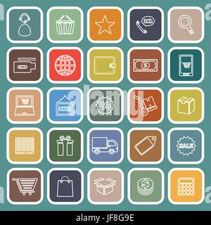 Ligne E-commerce télévision icônes sur fond vert Illustration de Vecteur