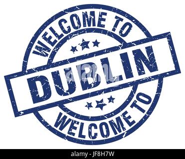 Bienvenue à Dublin blue stamp Illustration de Vecteur