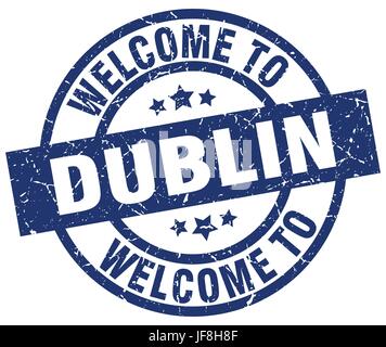 Bienvenue à Dublin blue stamp Illustration de Vecteur