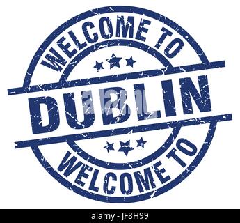 Bienvenue à Dublin blue stamp Illustration de Vecteur