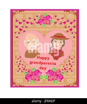 Femme, grand-père, grand-père, isolé, modèle, design, projet, concept, plan, Illustration de Vecteur
