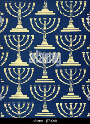 Ephraim Moses Lilien illustration du chandelier à sept branches (Menorah) utilisé dans le Temple temps. b. 1874 (Galice) - d.1925 (Allemagne). Banque D'Images