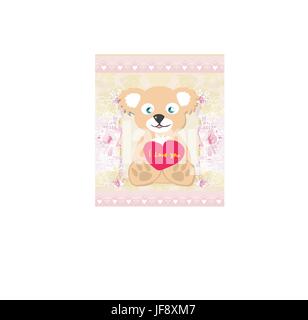 Mignon ours en peluche avec coeur Illustration de Vecteur