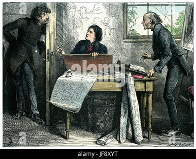 Martin Chuzzlewit, roman de Charles Dickens (7 février 1812 - 9 juin 1870). Chapitre 7 : Martin et Tom pincée rencontrez M. Tigg - "Vous êtes une paire de Whittingtons, messieurs, sans le chat'. Illustration par Fred Barnard (16 mai 1846 - 28 septembre 1896) Banque D'Images