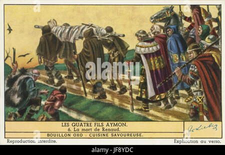 Les quatre fils d'Aymon / Renaud de Montauban. Mort de Renaud. Carte de collection Liebig, 1943 Banque D'Images