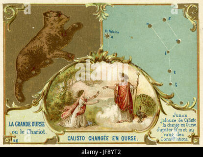 La grande ourse, la grande ourse. Calisto changée en ours par Hera. Constellations. Carte de collection Banque D'Images