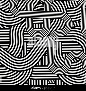 Line noir blanc rétro arrière. Rayures géométriques ornement. Illustration de Vecteur