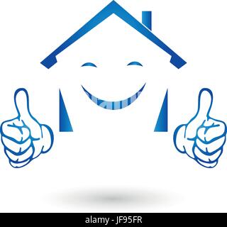 Logo immobilier,maison avec mains, smiling Illustration de Vecteur