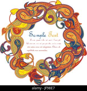 Motif Paisley Ornate Frame Illustration de Vecteur