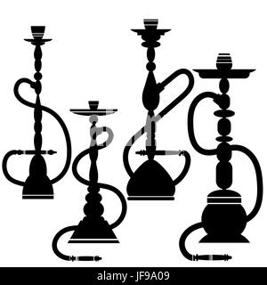 Jeu de silhouettes Hookahs isolé sur fond blanc Illustration de Vecteur