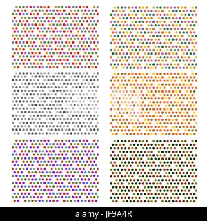 Les patrons de demi-teintes. Ensemble de points de trame. Les points de couleur sur fond blanc. Demi-teinte colorée de texture. Points de demi-tons. Demi-ton Illustration de Vecteur